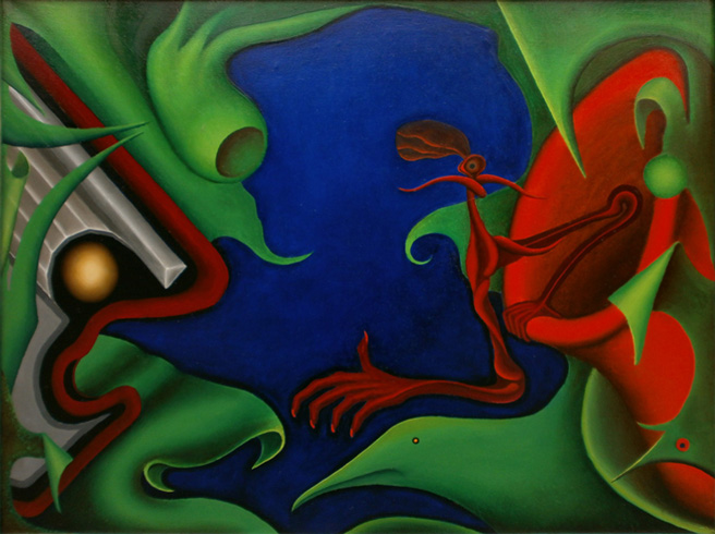 #Dózsa Borbély Béla festőművész #Béla Dózsa Borbély artist #contemporary #surreal #painting #green #blue angel #color #shape #oil painting #fine arts #borbely arts #hungarian painter
